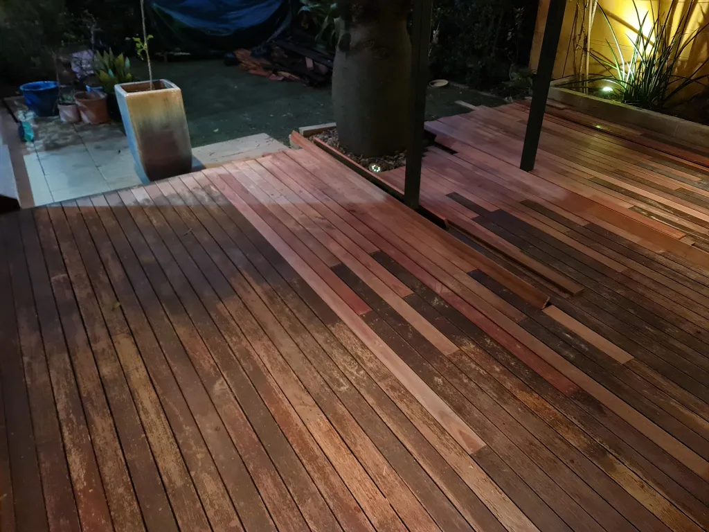 Deck repair of client's spotted gum alfresco area.
